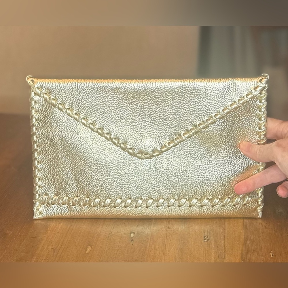 Laggo Elegant Gold Envelope Style Clutch